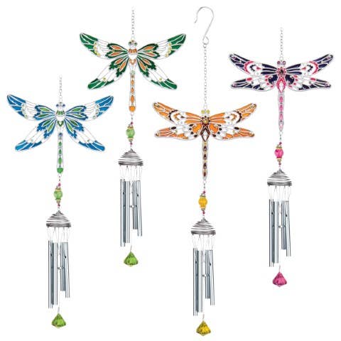 Assortiment de 4 pièces de carillons libellules Pewterworks pour la vente par Gift & Garden by Carson