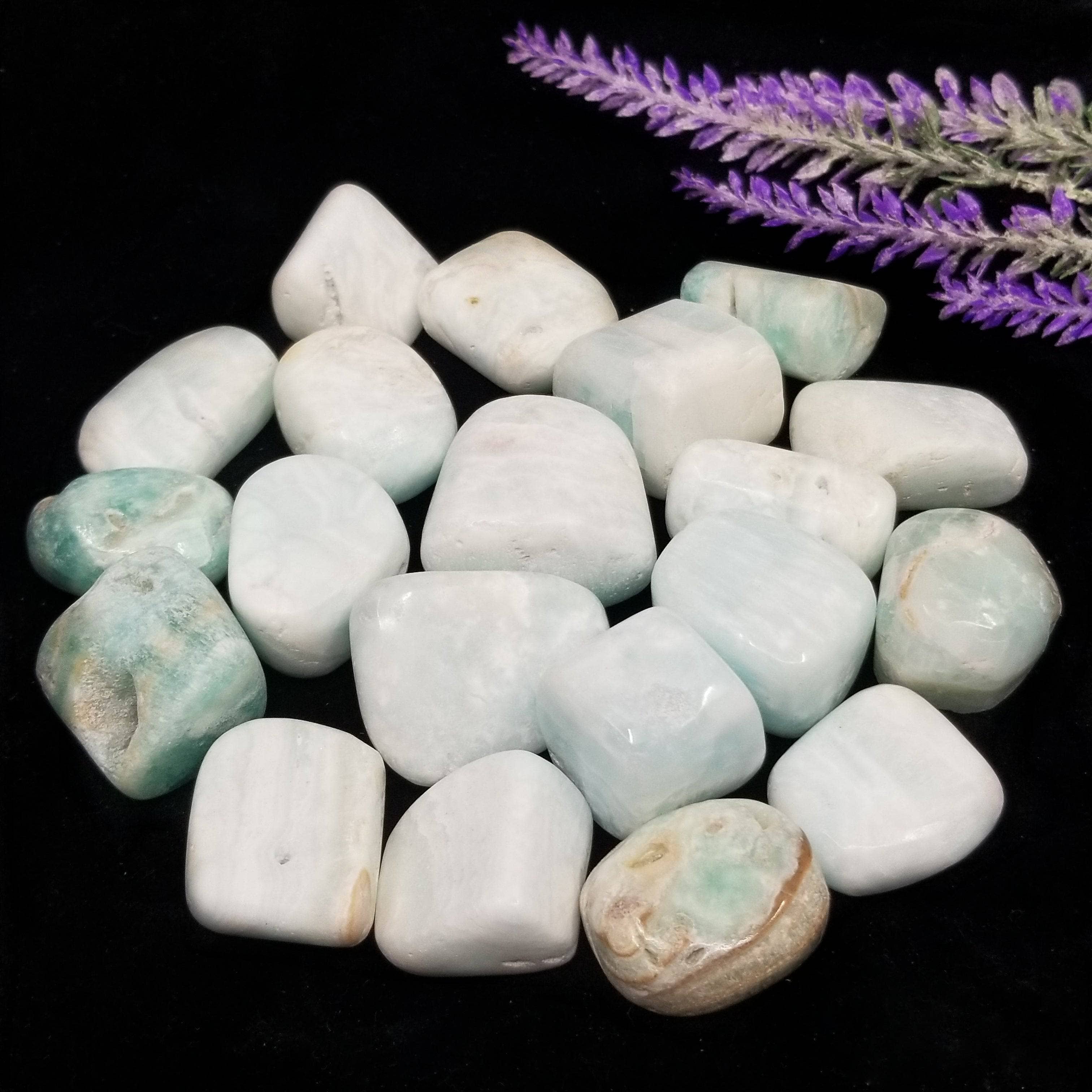 Blue Caribbean Calcite Tumbled Stone - 1 KG for wholesale on Faire0