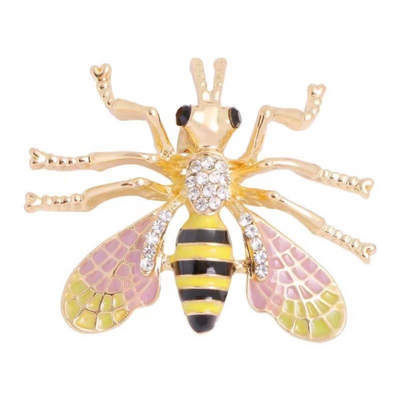 Tourtiwi – wholesale Brooch – Bee Beetle Crystal Pearl Brooch, Cute Insect Metal Pin10