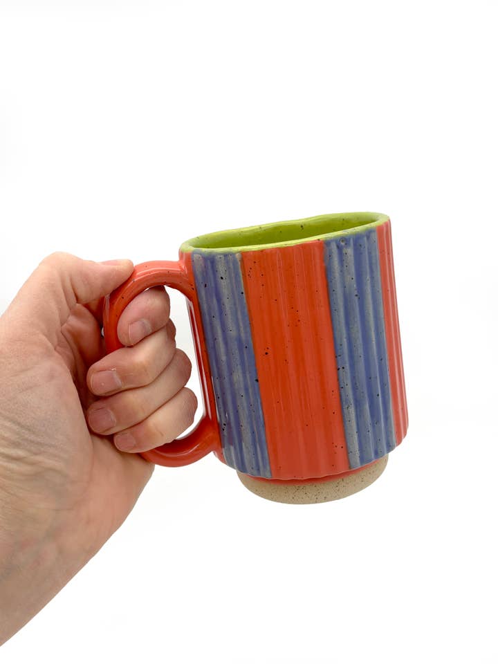 Stacking Mug in Red Stripes for wholesale by KEENE GOODS