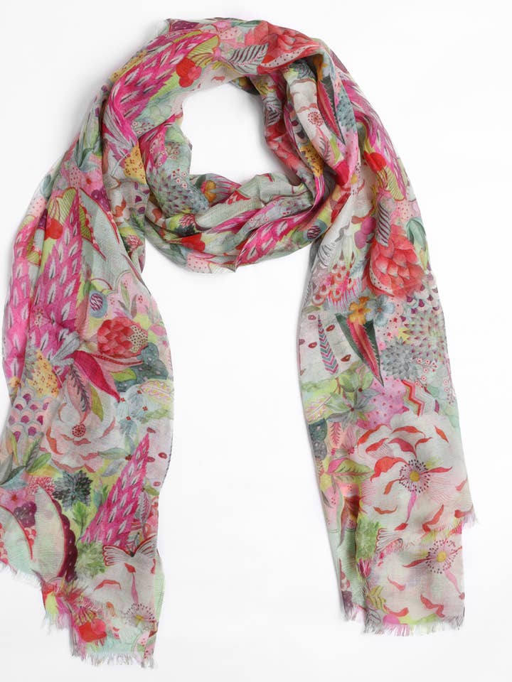 Floral Modal Silk Designer Scarf for wholesale by Namaskar Australia