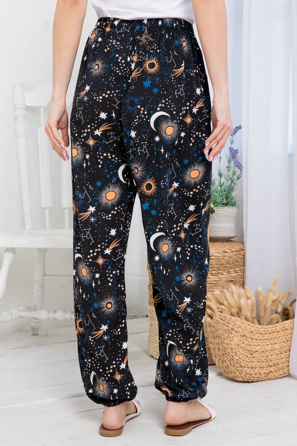 LA Soul - Vendita all'ingrosso Pantalone - Donna - Pantaloni Galaxy Print con tasca e coulisse4