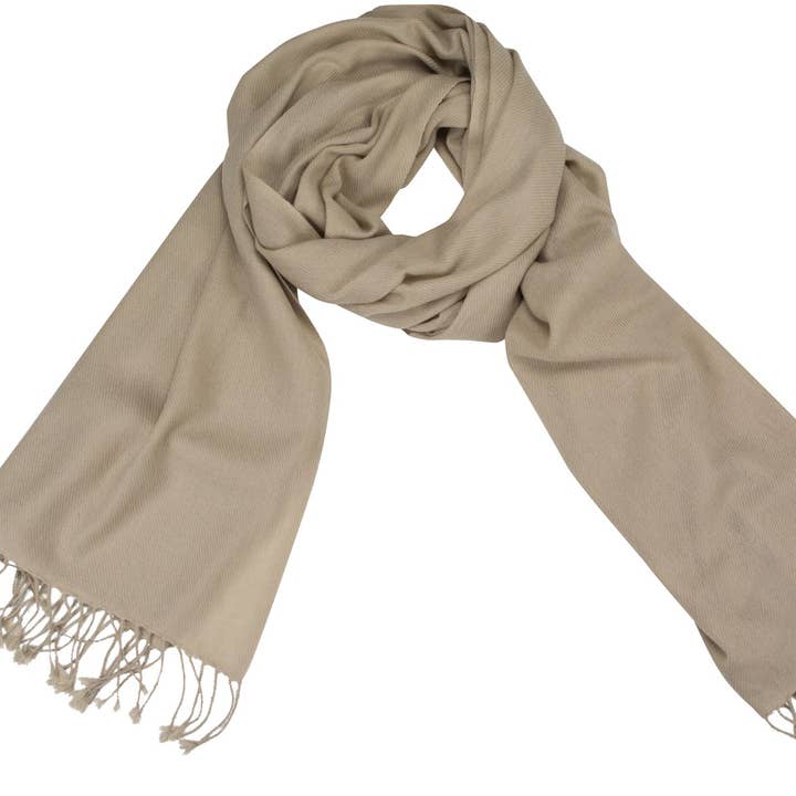 Cachecol bege em caxemira tecido à mão por atacado de Shirin Sehan