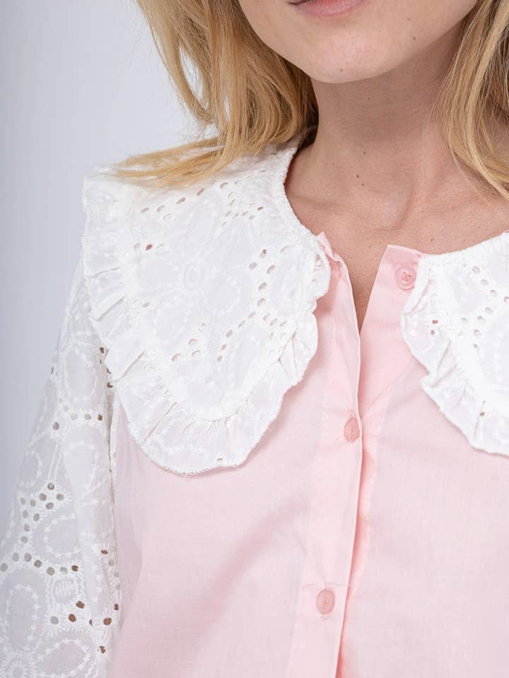 Pépouz' Paris - Wholesale Button Down Shirt - Women's - Lace Peter Pan collar shirt PC25215