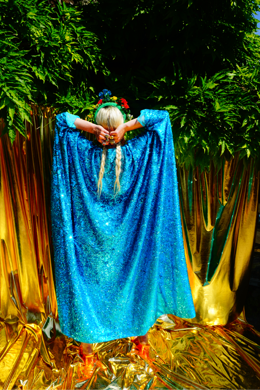 Fumbalinas – wholesale Kaftan – Women's – Turquoise Holographic Sequin Maxi Kaftan Gown / Kimono Robe7