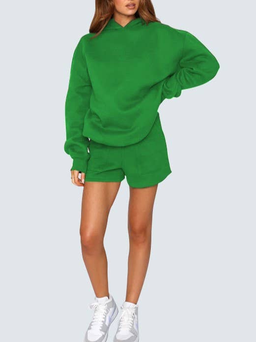 Rosa Clothing - Wholesale Lounge Set - Women's - basic loose hoodie & drawstring short 2 piece set6