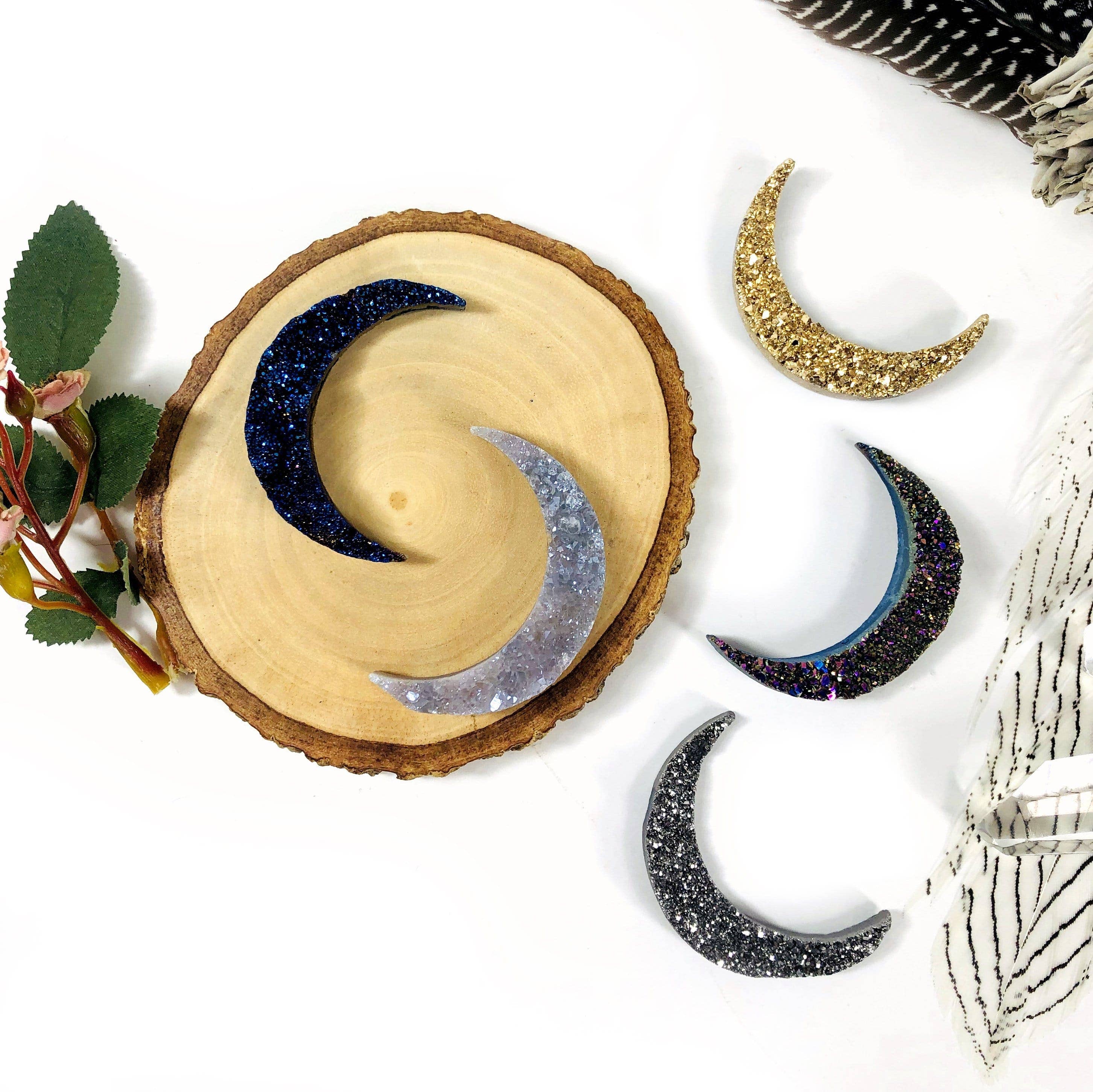 Rock Paradise - Wholesale Spiritual Stone/Crystal - Crystal Moon Titanium Druzy Moon Cabochon0