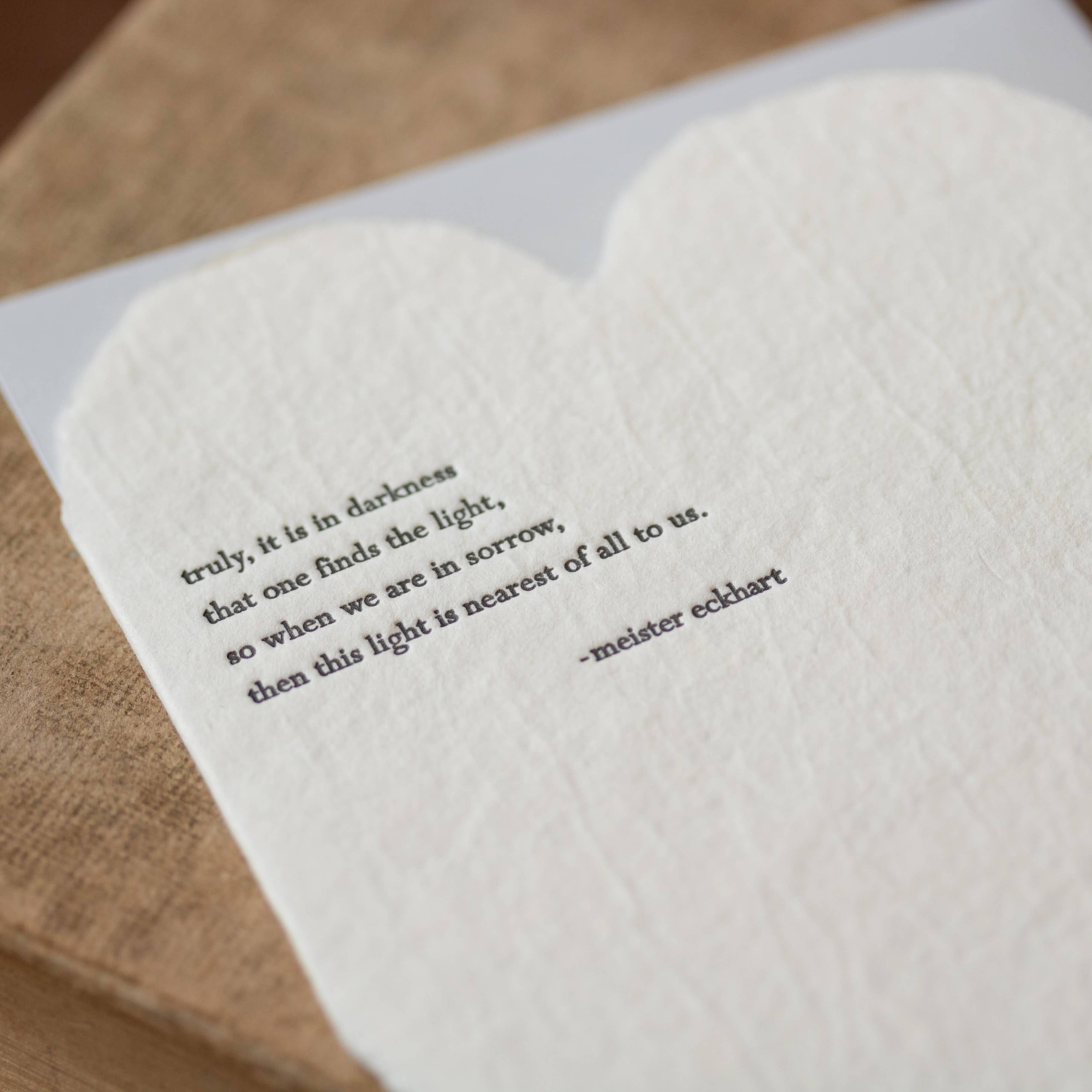 Oblation Papers & Press - Wholesale Love Card - Eckhart Quote Deckled Heart Handmade Paper Letterpress Card2