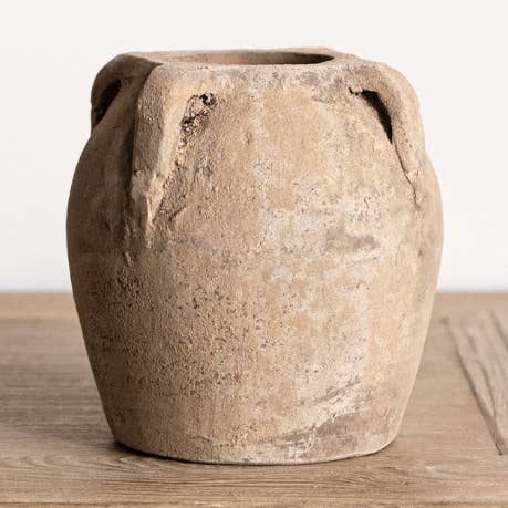 Blanc Beige Wash Vase With Handles Small for wholesale by Luxe B Co