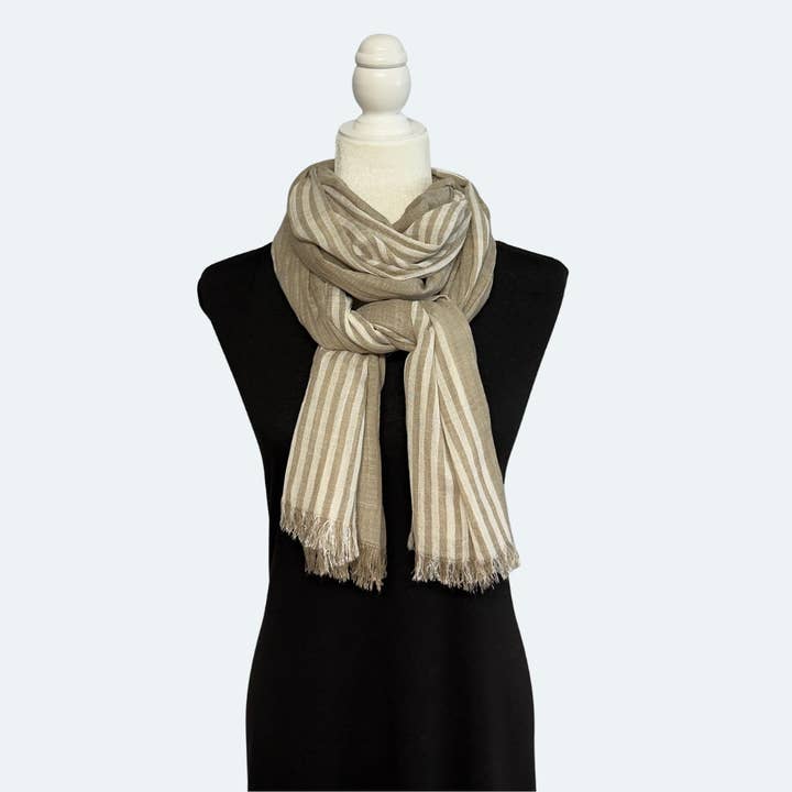 Humble Hilo - Wholesale Scarf - Women's - Humble Hilo Cumulus 100% Cotton Scarf Center Stripes22