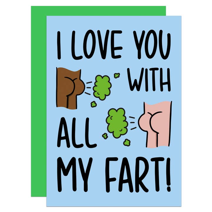 Biglietto A6 «Ti amo con tutte le mie scoreggia» per la vendita all'ingrosso da parte di TeePee Creations