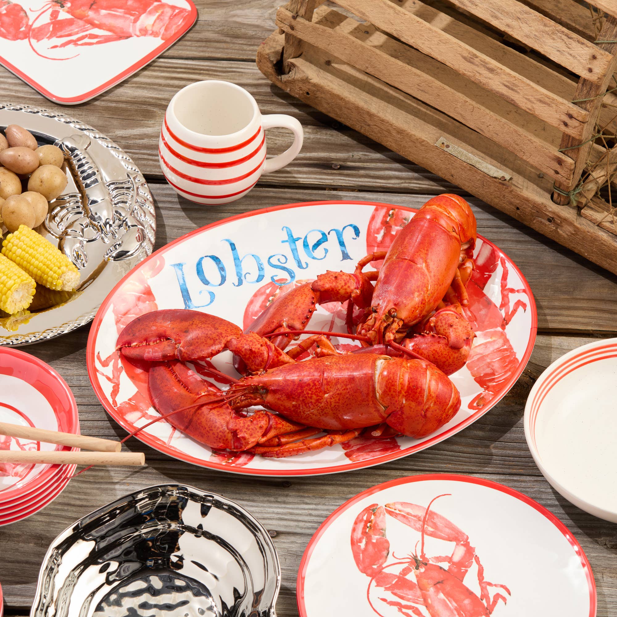 Certified International - Wholesale Platter - Beach House Lobster Oval Platter 18" x 13.5"1