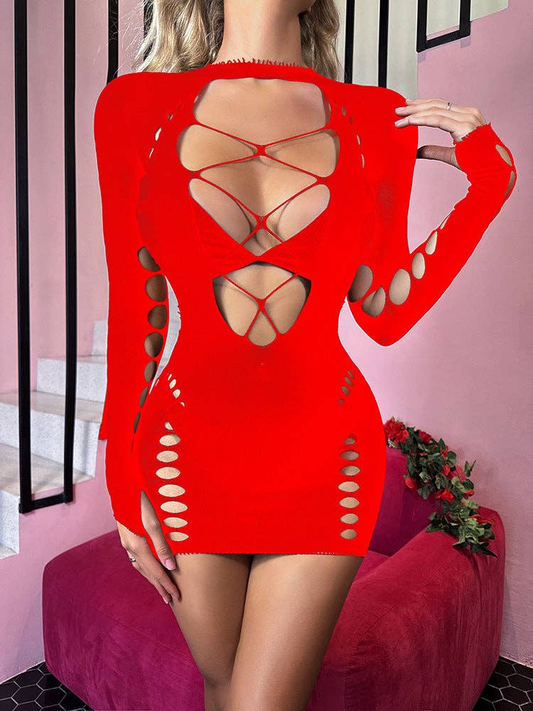 Sweetkama - Wholesale Lingerie Set - Women's - Sweetkama Fishnet Bodysuit Mesh Teddy Sexy Lingerie Dress13