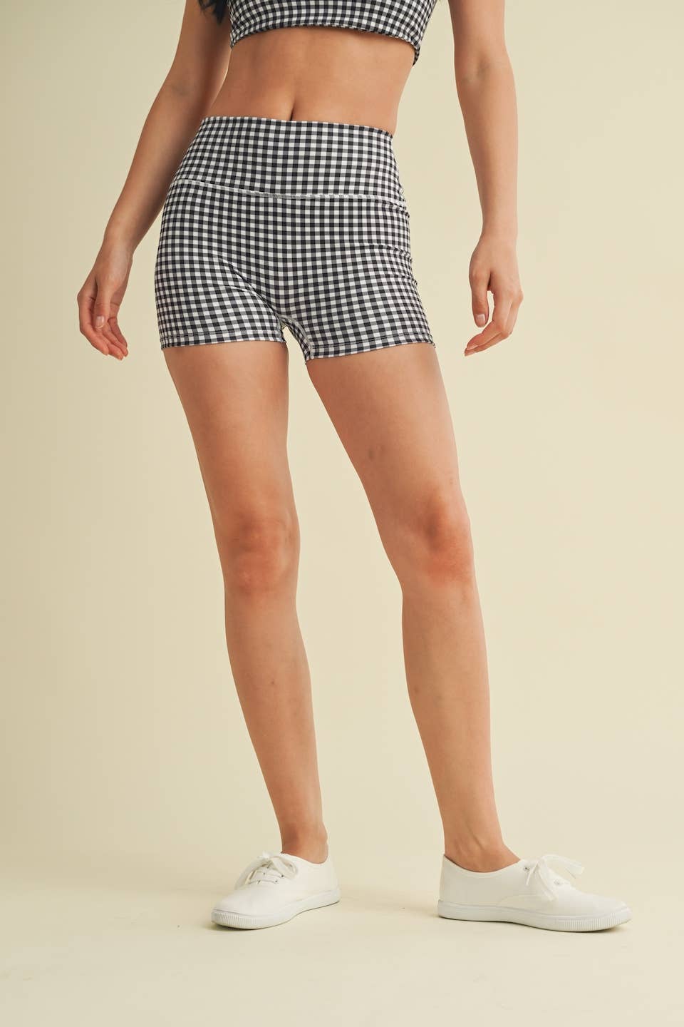 KIMBERLY C – wholesale Athletic shorts – Women's – Gingham Print Mid-Rise Mini Shorts24