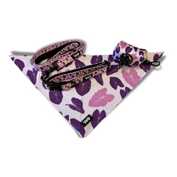 The Keiki Dept - Wholesale Pet Bandana - Dog - Hawaiian Pet Pink & Purple Kalo Bandana