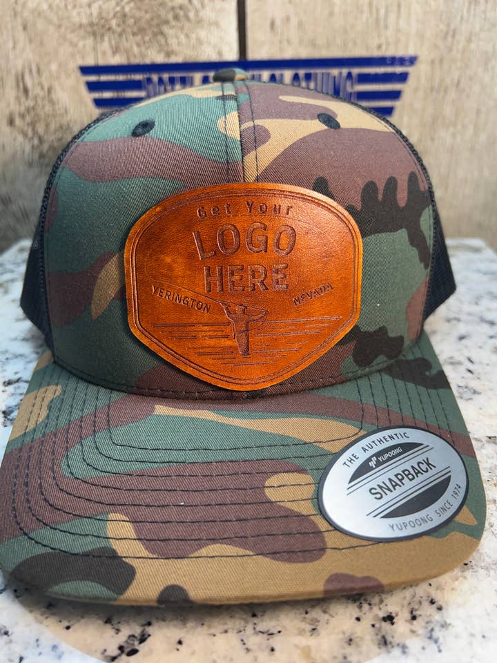 Custom leather patch Hat with your logo for wholesale by Battle Born Clothing and Print