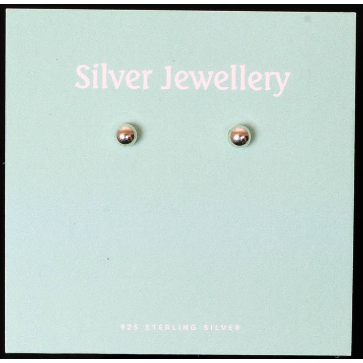 Kugelohrstecker aus Sterlingsilber, 4 mm, auf Karte. für den Großhandel von Western Counties Wholesale