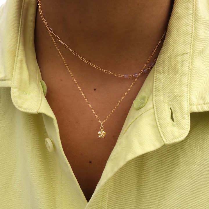 Koi Atelier - Wholesale Pendant/Charm Necklace - Plumeria pendant necklace gold filled1