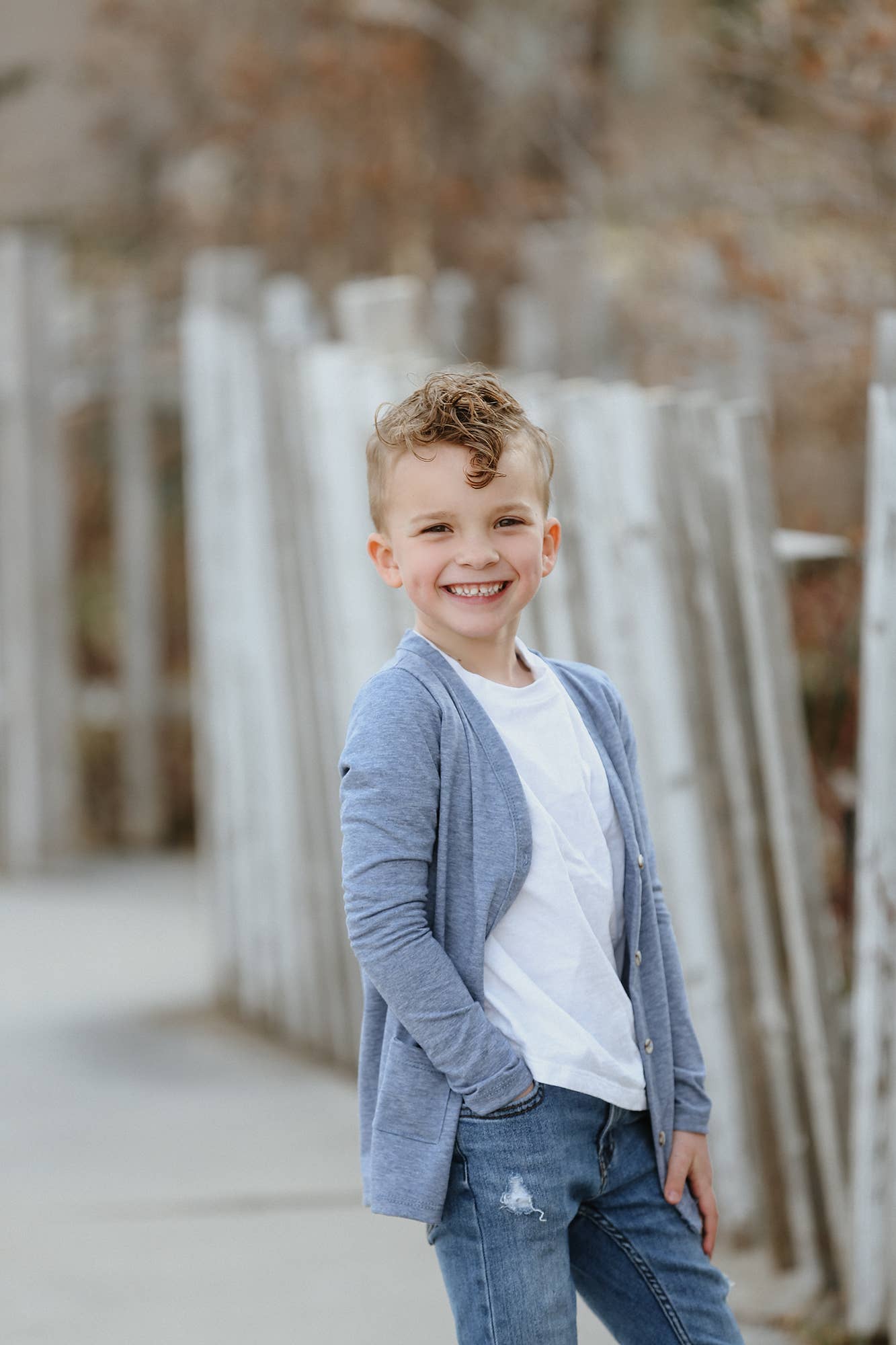 Navy Fields – Engroshandel Cardigan - Børn – Lyng Denim Blå Cardigan1