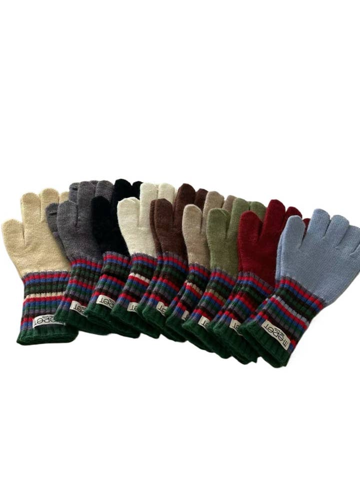 Gants - Gants Tricotés à Couverture Totale avec Rayures Multicolores pour la vente par Funkyrel® Atzbranding Limited