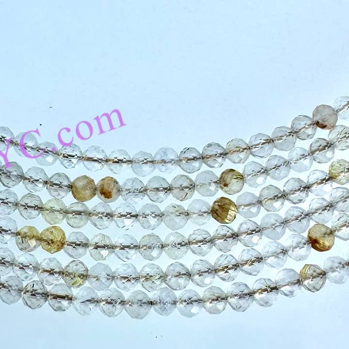 KayleeNYC - Vendita all'ingrosso Collane di perline/perle - Collane di Quarzo Rutilato Oro Naturale da 2mm Cristallo2