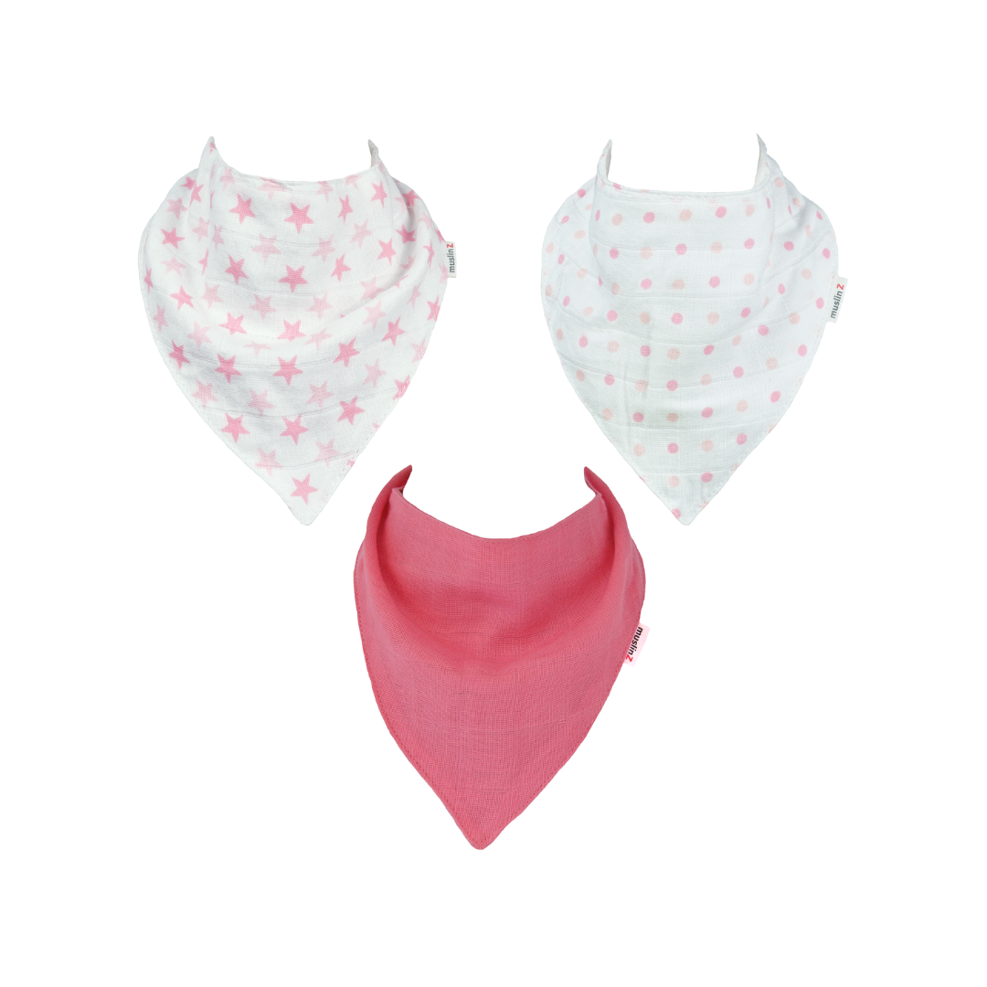 Muslinz - MerryGoRoundUK Ltd – wholesale Bandana bib – MuslinZ 3pk Cotton Muslin Dribble Bibs3