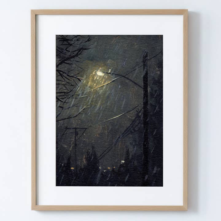 Nuit pluvieuse - Impression sur papier d'art pour la vente par Ed Pulella Art