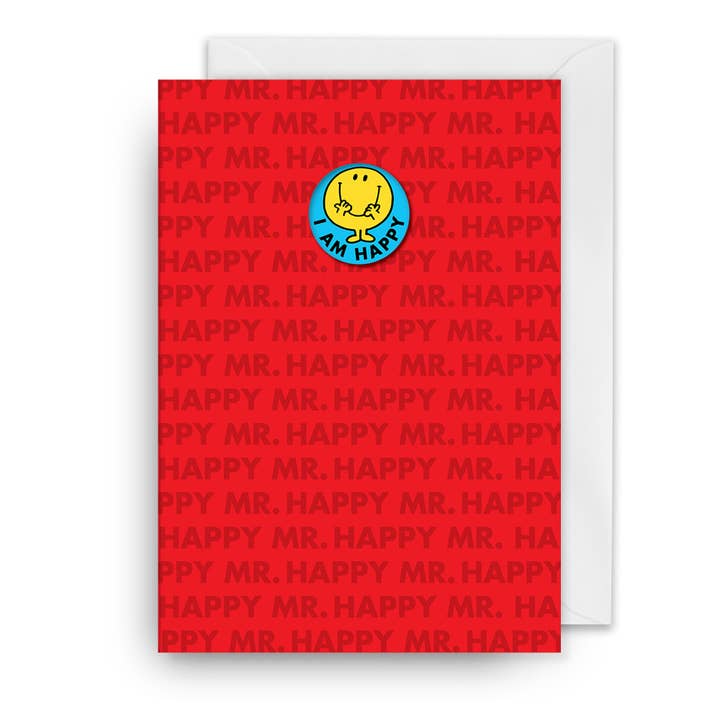 Birthday Badge Card | Mr. Happy | I Am Happy | Mr. Men for wholesale by Hype Associates Ltd