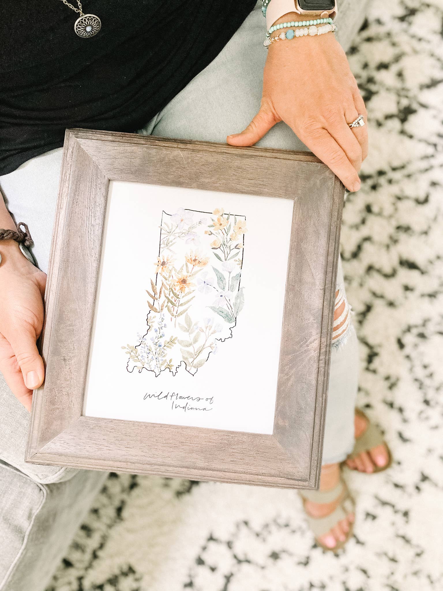 Art and Home co. - Wholesale Art Print - State of Indiana Wildflower Watercolor Fine Art Print6