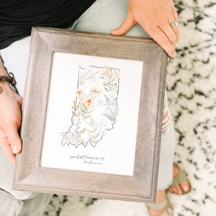 Art and Home co. - Wholesale Art Print - State of Indiana Wildflower Watercolor Fine Art Print6