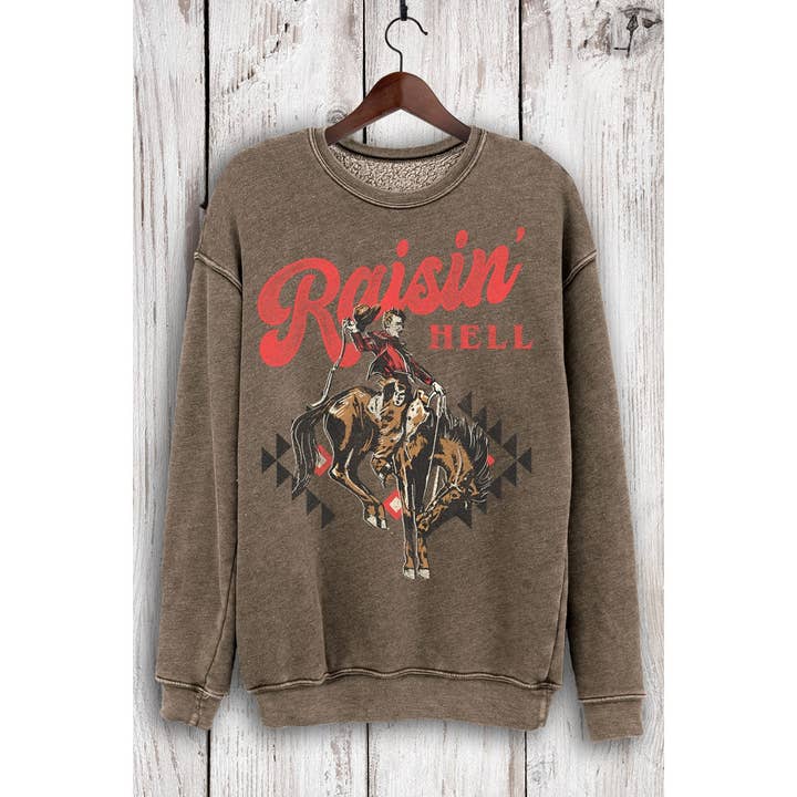 HRTandLUV - Wholesale Graphic Sweatshirt - Women's - RAISIN HELL MINERAL SWEATSHIRTS