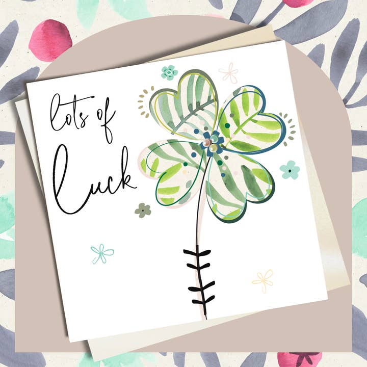 lots of luck - shamrock Greeting Card for wholesale by Katie Phythian Design