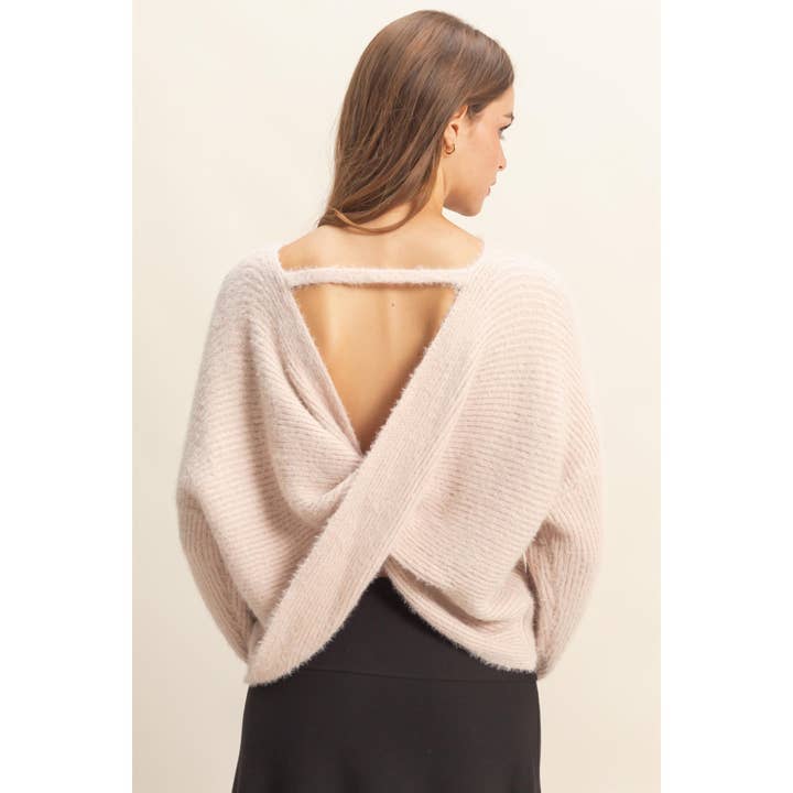 HYFVE - Wholesale Knit Sweater - Women's - Oversized Fuzzy Sweater With Back Twist Detail10
