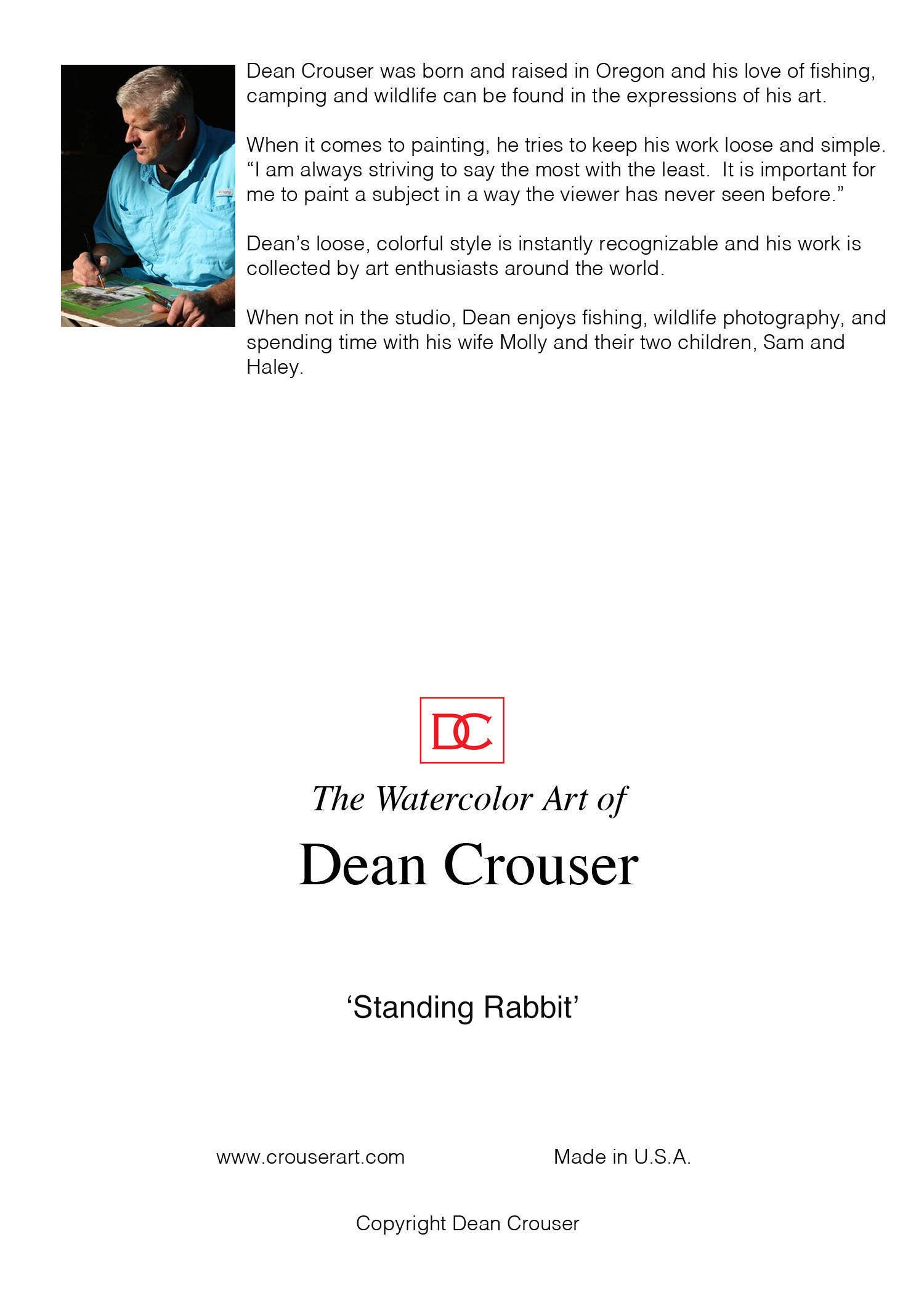 The Art of Dean Crouser Greeting Cards & Stickers - Wholesale Everyday Greeting Card - 5 x 7" Greeting Card  'STANDING RABBIT'1