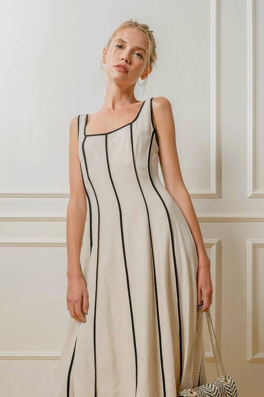 ILLA ILLA - Wholesale Dress - Women's - IM7512-Linen Midi Dress0