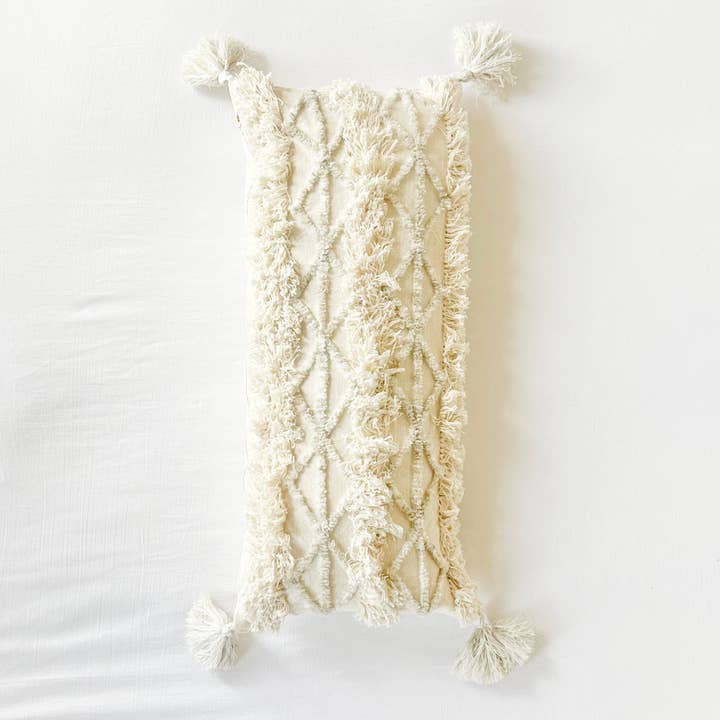 Oyster Sea - Diamond Stripe Tufted Rectangle Pillow for wholesale by Patina Vie