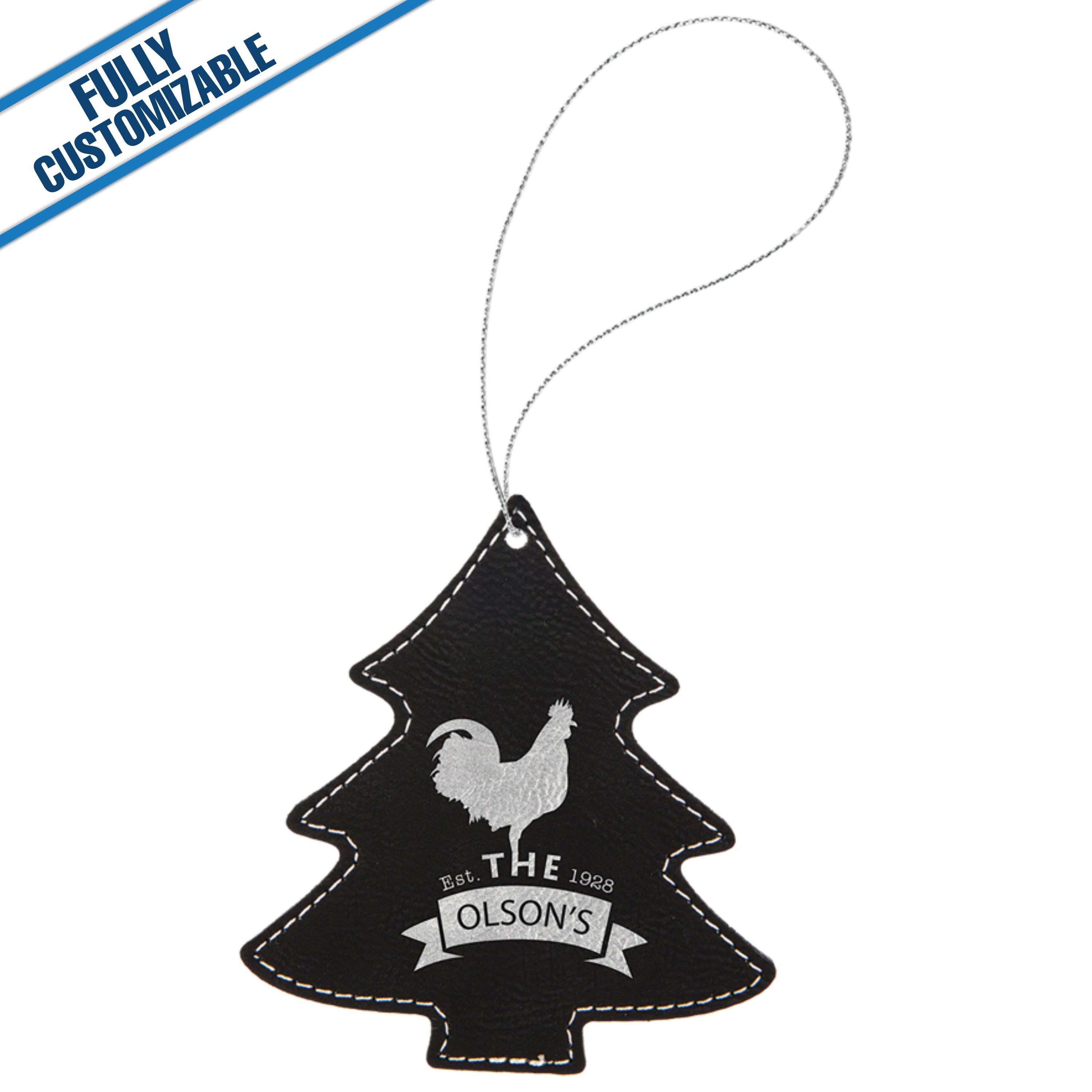 GiftWorksPlus - Wholesale Ornament - Engraved Leatherette Tree Ornament - Fully Customizable6