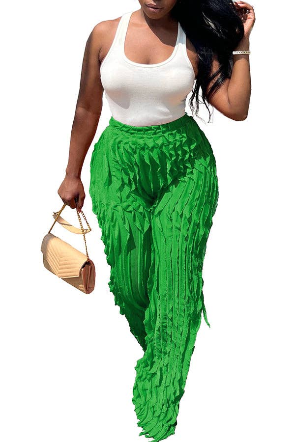 MB Fashion Wholesale - Wholesale Pants - Women's - MB FASHION High-Waisted Ruffle Wide-Leg Pants 1873LY47