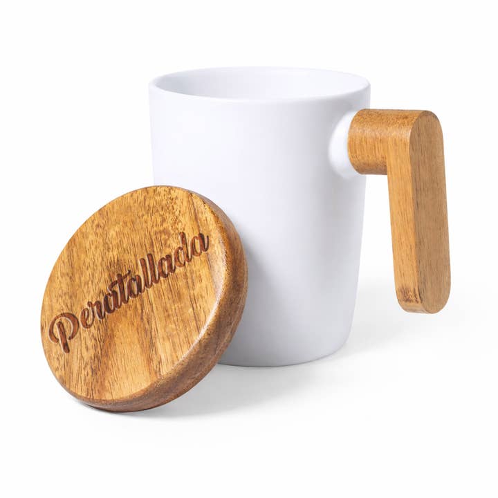 Tasse Souvenir Édition Limitée avec Couvercle en Bois Personnalisé pour la vente par Fustik