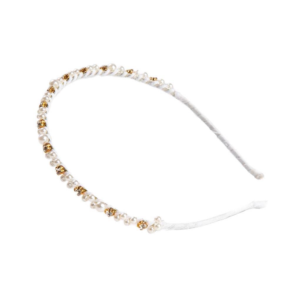 IKILIFE S.L – wholesale Tiara - Barn – Smalt pannband i metall fodrad med pärlor och zirkoner0