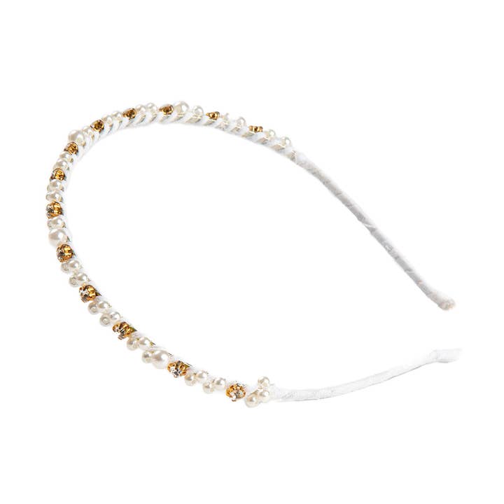 IKILIFE S.L – wholesale Tiara - Barn – Smalt pannband i metall fodrad med pärlor och zirkoner0