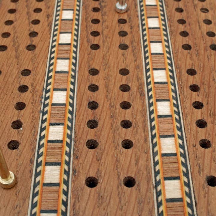Wood Expressions - Wholesale Board Game - Cribbage Set - Solid Oak Medium Stained Sprint 3 Track5