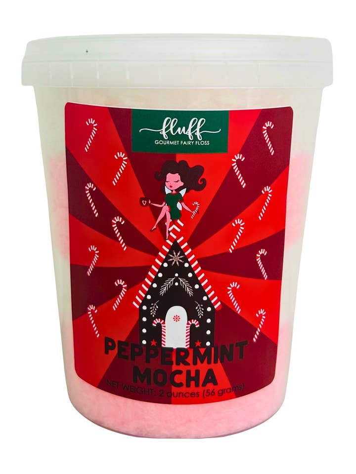 Peppermint Mocha Cotton Candy for wholesale by Fluff gourmet fairy floss