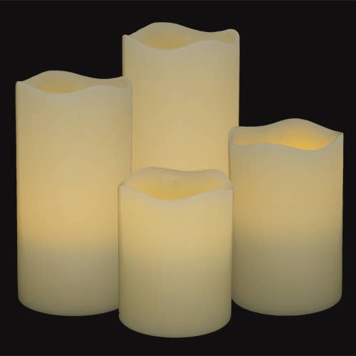 Flipo Group, Ltd. - Wholesale Flameless Candle - Ivory Wax Flameless LED Pillar Candles with Melted Top1