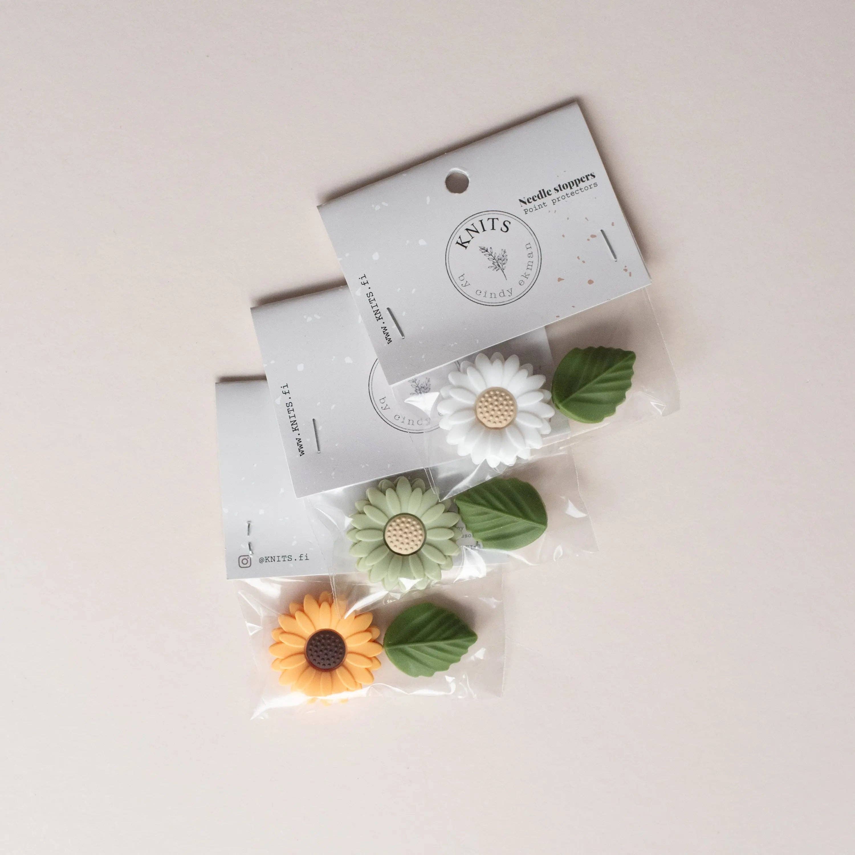 KNITS by ce AB – Artigos de tricô/crochê por atacado – Protetores de Pontas para Agulha - Conjunto Girassol5