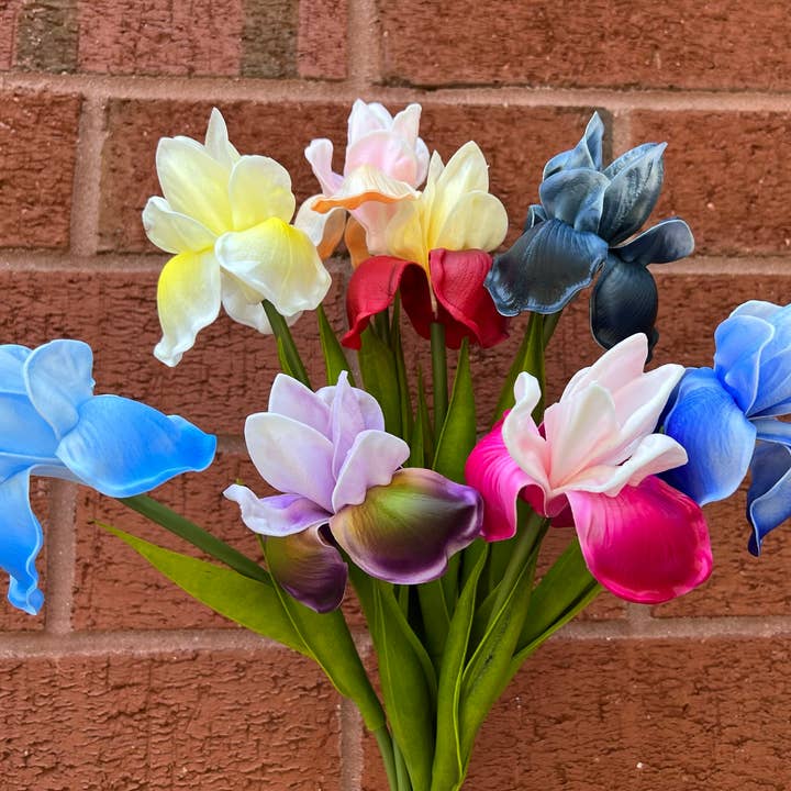 Angel Isabella - Wholesale Artificial Flowers - 18"-Ultra Soft Real Touch Bearded Iris Stem10