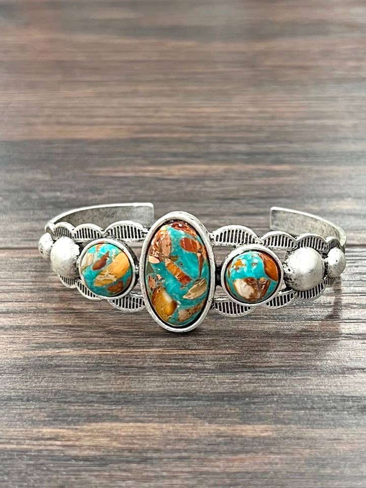 711650, Navajo Gemstone Cuff Bracelet for wholesale by ISAC Trading Inc