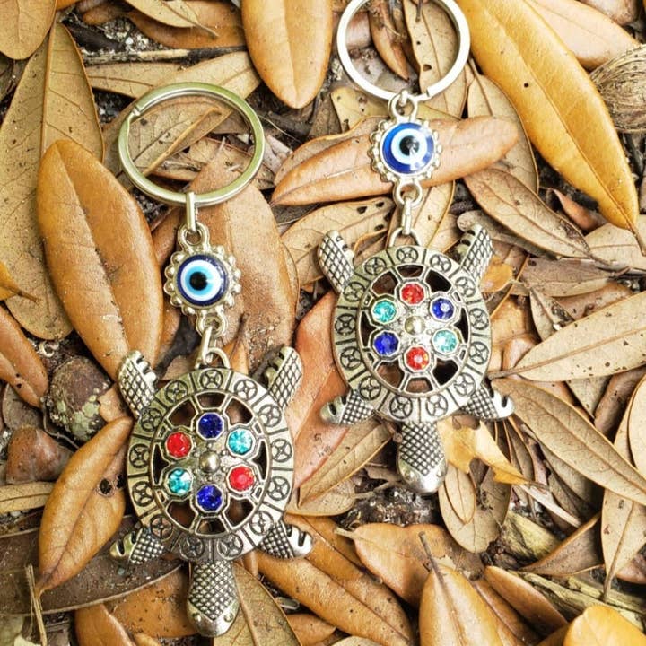 Mediterranean Collection - Wholesale Keychain - Women's - Handmade Turtle Keychains with Evil Eye Charm3