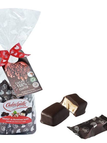 200g bag Montélimar Nougat Coated Black Chocolate Coated - 40009430 for wholesale by Nougat Chabert & Guillot