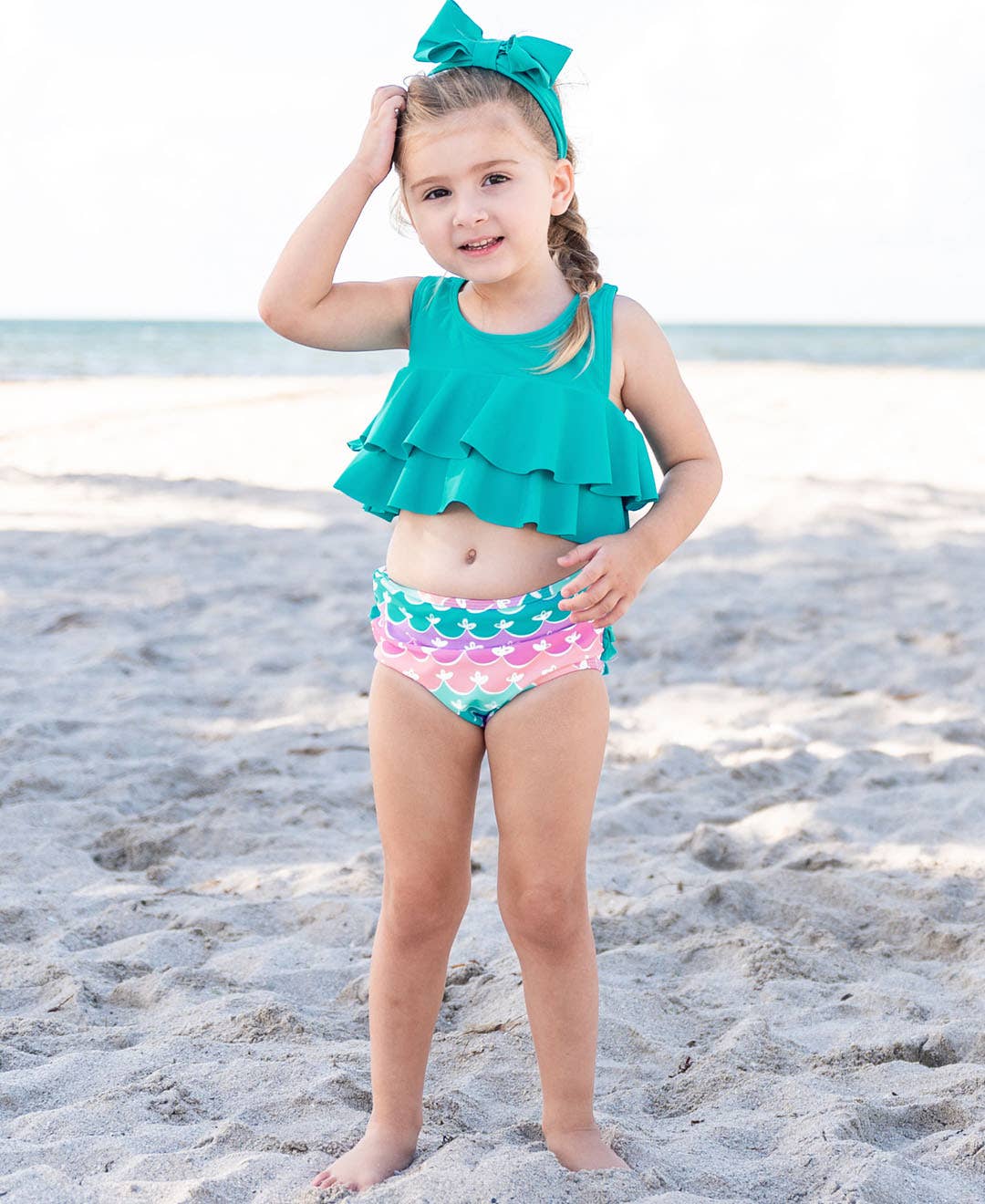 RuffleButts + RuggedButts - Vente Bikini – enfant - Maillot de bain 2 pièces sirène à volants pour filles avec volants arrière signature5